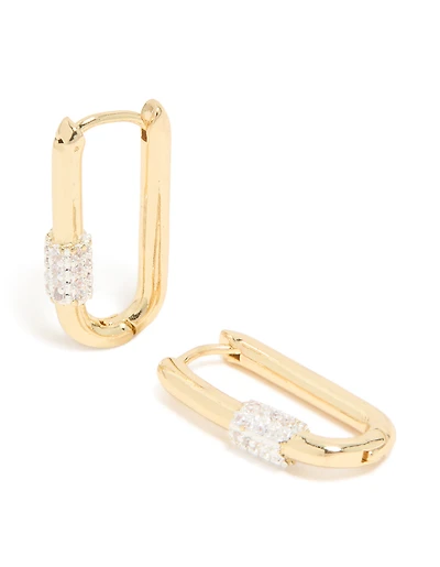 Mixed Metal Plated Carabiner Huggie Earrings