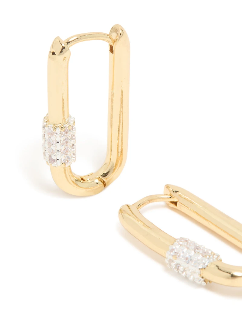 Mixed Metal Plated Carabiner Huggie Earrings