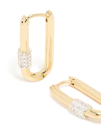 Mixed Metal Plated Carabiner Huggie Earrings