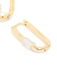 Mixed Metal Plated Carabiner Huggie Earrings