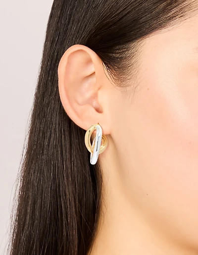 Boucles d’oreilles à anneau à torsades moyennes plaquées métal mixtes