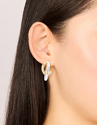 Boucles d’oreilles à anneau à torsades moyennes plaquées métal mixtes