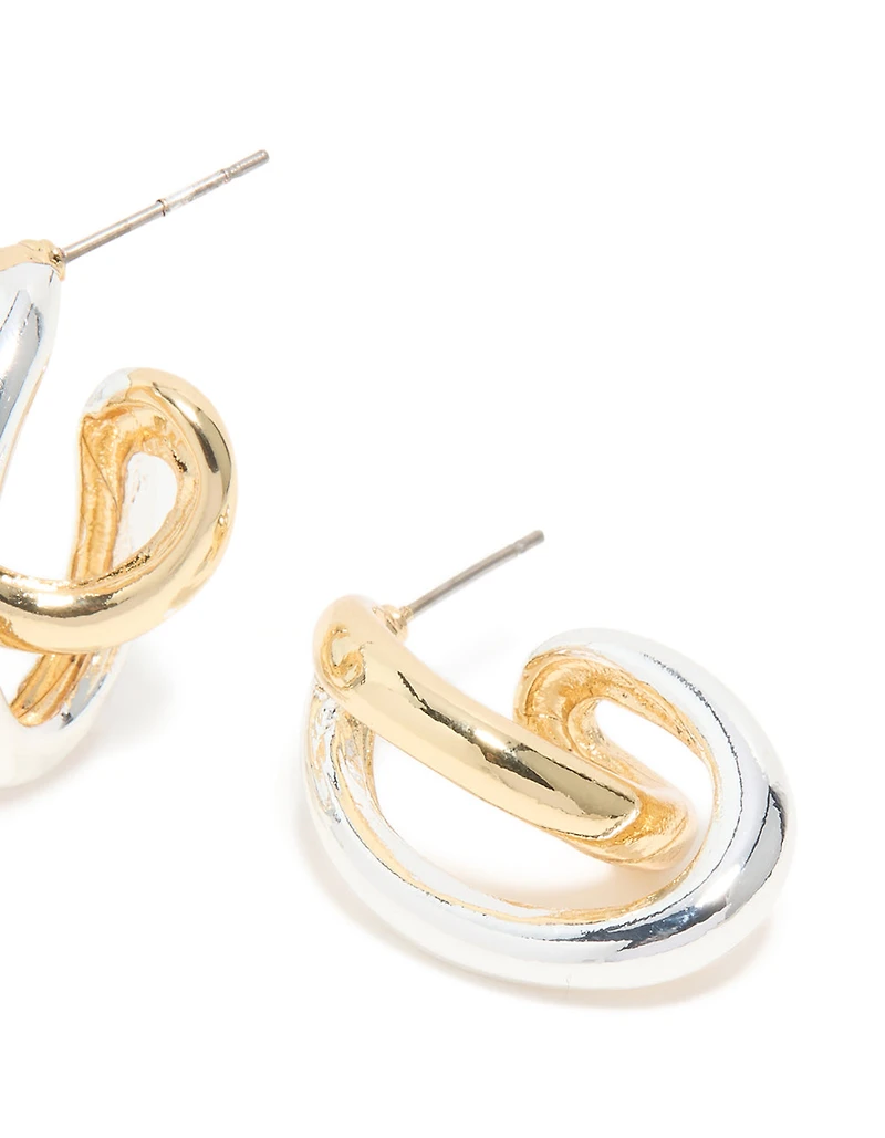 Mixed Metal Plated Medium Twist Hoop Earrings