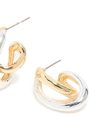 Mixed Metal Plated Medium Twist Hoop Earrings