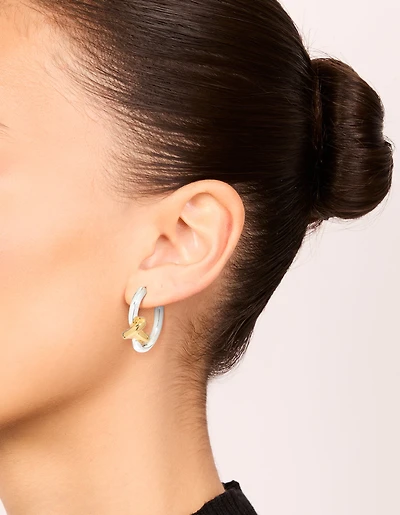 Mixed Metal Plated Large Smooth Knot Hoop Earrings