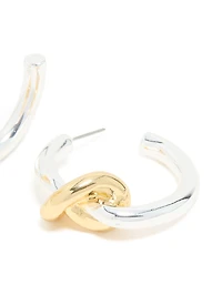 Mixed Metal Plated Large Smooth Knot Hoop Earrings