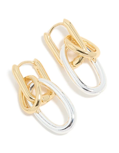 Mixed Metal Plated Chain Link Drop Earrings