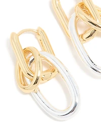 Mixed Metal Plated Chain Link Drop Earrings