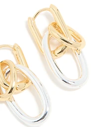 Boucles d’oreilles en maillon de chaîne plaquées métaux mixtes