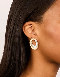 Mixed Metal Plated Linked Oval Drop Earrings