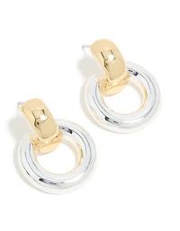 Mixed Metal Plated Small Classic Doorknocker Earrings