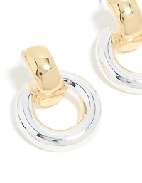 Mixed Metal Plated Small Classic Doorknocker Earrings