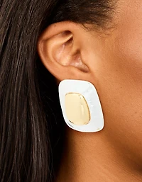 Mixed Metal Plated Large Rectangle Molten Earrings