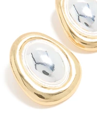 Mixed Metal Plated Organic Oval Large Earrings