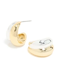 Mixed Metal Plated Chubby Stud Earrings