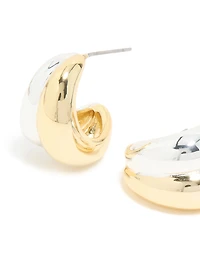 Mixed Metal Plated Chubby Stud Earrings