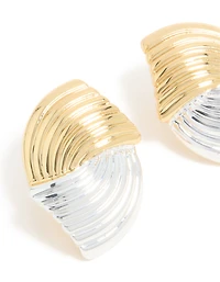Boucles d’oreilles ondulées nervurées en métal mixte