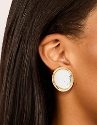 Mixed Metal Plated Large Hammered Circle Stud Earrings