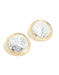 Mixed Metal Plated Large Hammered Circle Stud Earrings