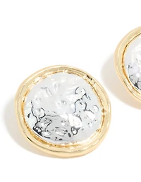 Mixed Metal Plated Large Hammered Circle Stud Earrings