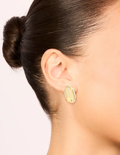 Boucles d’oreilles ovales en fusion bordées de métal mixte