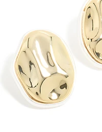 Mixed Metal Plated Outlined Molten Oval Earrings