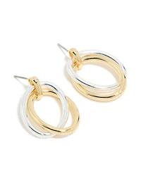 Mixed Metal Plated Linked Oval Doorknocker Earrings