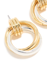 Mixed Metal Plated Linked Doorknocker Hoop Earrings