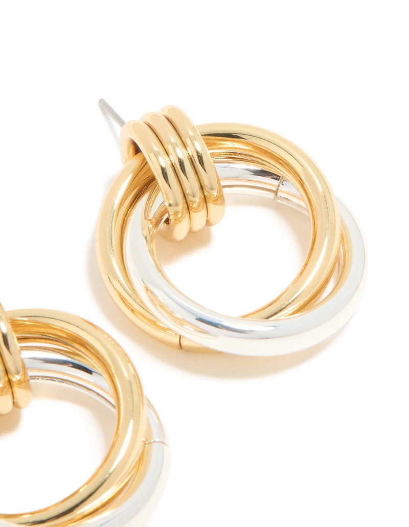 Mixed Metal Plated Linked Doorknocker Hoop Earrings