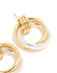 Mixed Metal Plated Linked Doorknocker Hoop Earrings