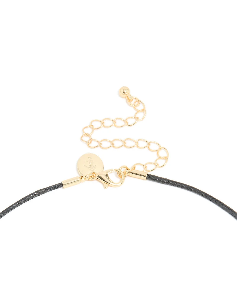 Mixed Metal Plated Open Oval Cord Pendant Necklace