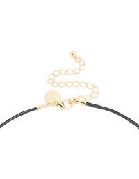 Mixed Metal Plated Open Oval Cord Pendant Necklace