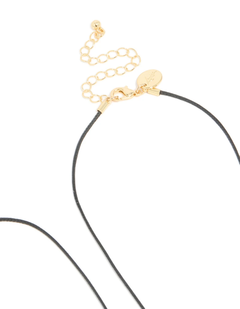 Mixed Metal Plated Organic Oval Black Cord Necklaces 2-Pack