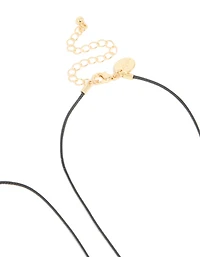 Mixed Metal Plated Organic Oval Black Cord Necklaces 2-Pack