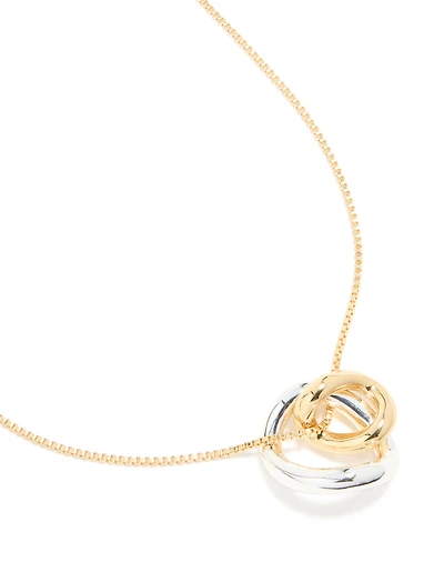 Mixed Metal Plated Swirl Pendant Necklace