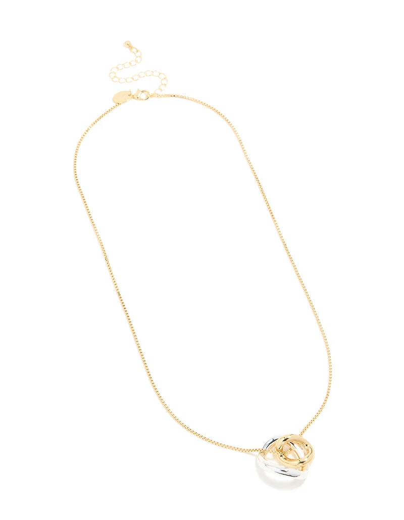 Mixed Metal Plated Swirl Pendant Necklace