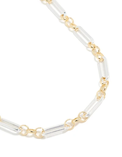 Mixed Metal Plated Link Chain Necklace