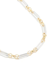 Mixed Metal Plated Link Chain Necklace