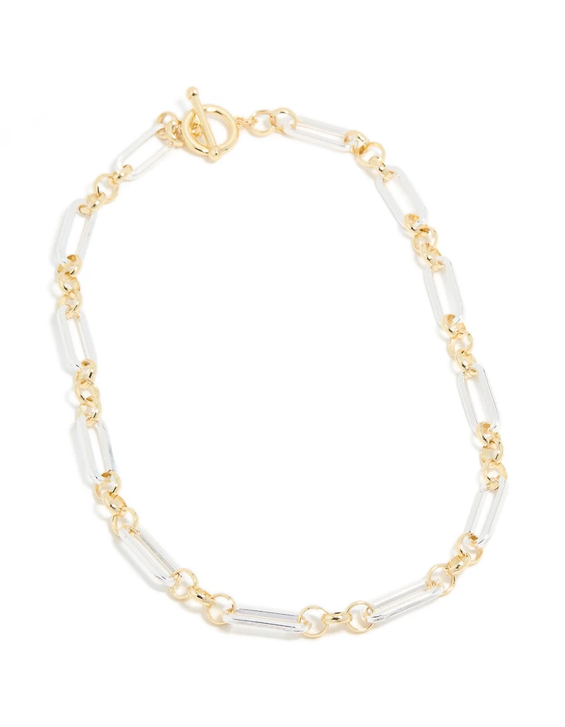 Mixed Metal Plated Link Chain Necklace