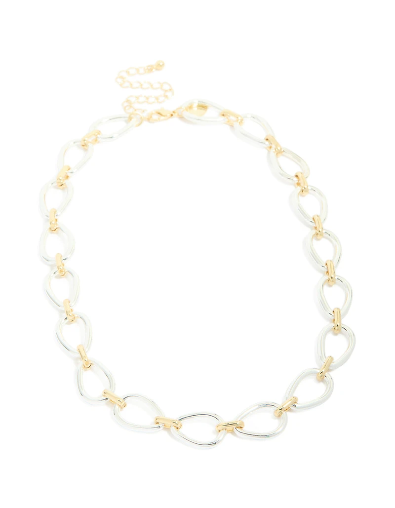 Collier ovale organique plaqué métal mixte