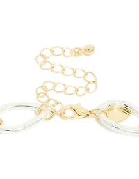 Mixed Metal Plated Organic Oval Link Necklace