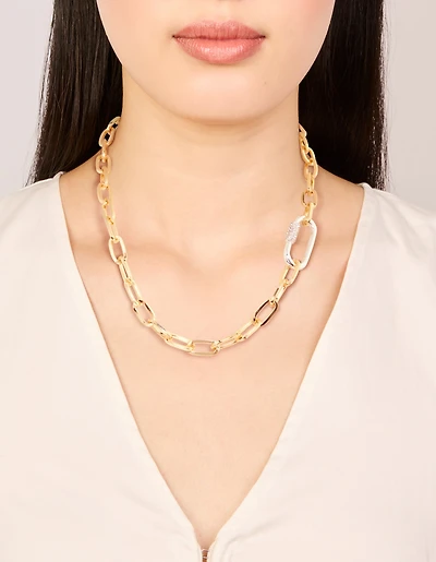 Collier de chaîne de mousquets diamants plaqués métal mixte