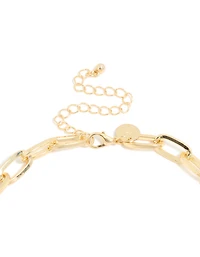 Mixed Metal Plated Diamante Carabiner Chain Necklace