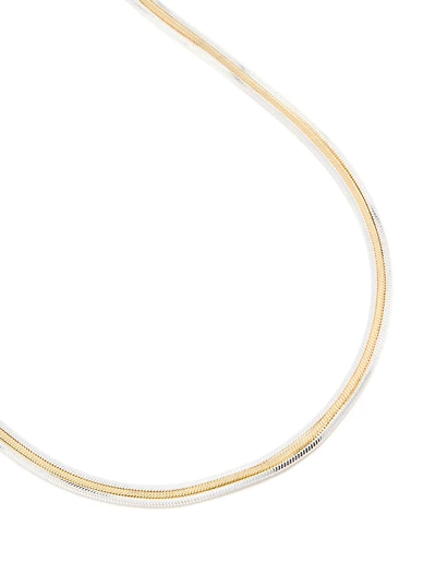 Mixed Metal Plated Thin Snake Chain Layered Necklace