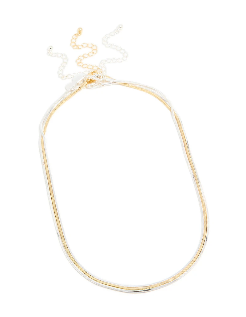 Mixed Metal Plated Thin Snake Chain Layered Necklace