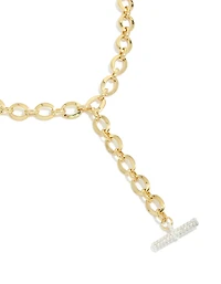 Mixed Metal Plated Cubic Zirconia Bar Chain Y-Necklace