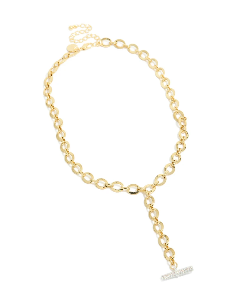 Collier en Y de barre cubique en zircone plaqué métal mixte