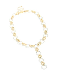 Mixed Metal Plated Circle Link Y-Necklace