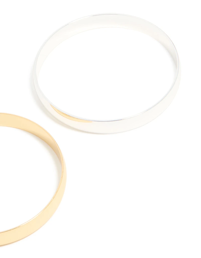 Mixed Metal Thick Classic Bangles 2-Pack