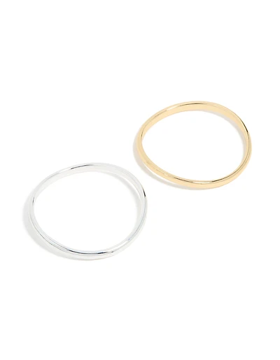 Mixed Metal Plated Wavy Bangles 2 Pack